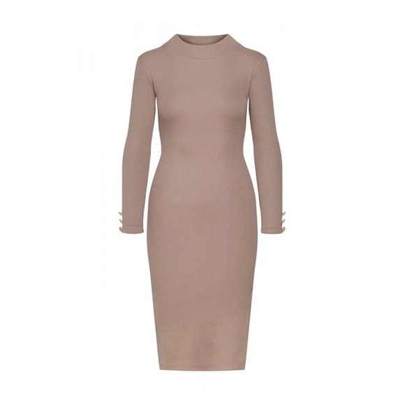 Long Sleeve Button Detail Side Slit Dress - Picture 11 of 13